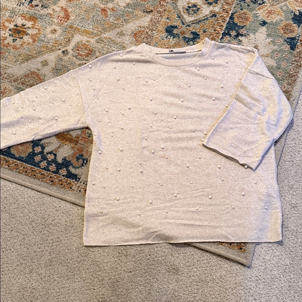 Zara Trafaluc Beige Crewneck Sweater